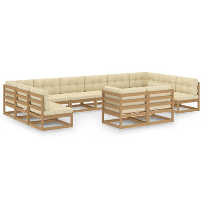 Set Salotto Giardino e Cuscini 12 pz Legno Massello Pino Ambra