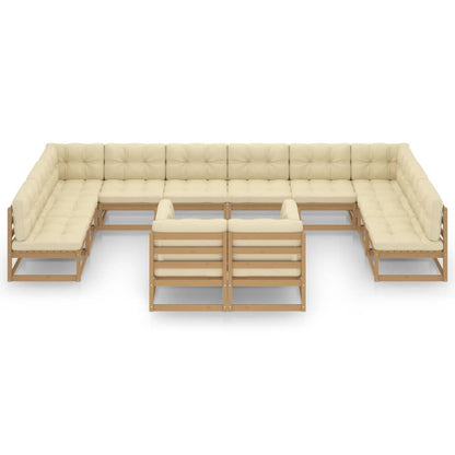 Set Salotto Giardino e Cuscini 12 pz Legno Massello Pino Ambra