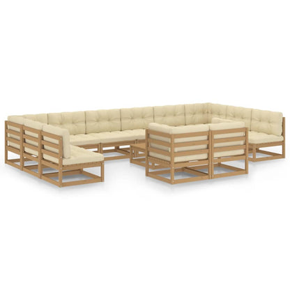 Set Salotto Giardino e Cuscini 13 pz Legno Massello Pino Ambra