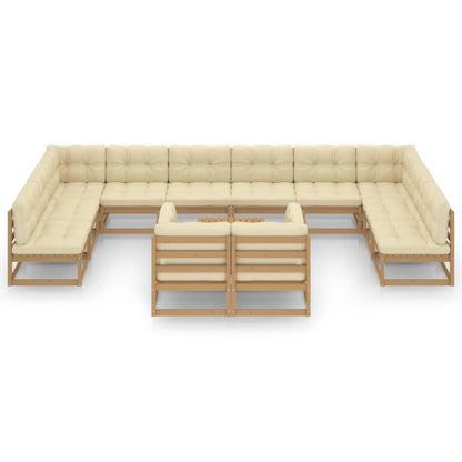 Set Salotto Giardino e Cuscini 13 pz Legno Massello Pino Ambra