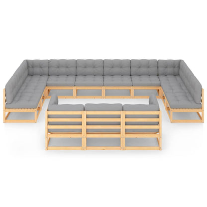 Set Divani Giardino 13 pz con Cuscini in Legno Massello di Pino