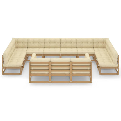 Set Salotto Giardino e Cuscini 13 pz Legno Massello Pino Ambra