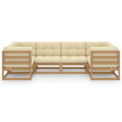 Set Salotto Giardino e Cuscini 6 pz Legno Massello Pino Ambra