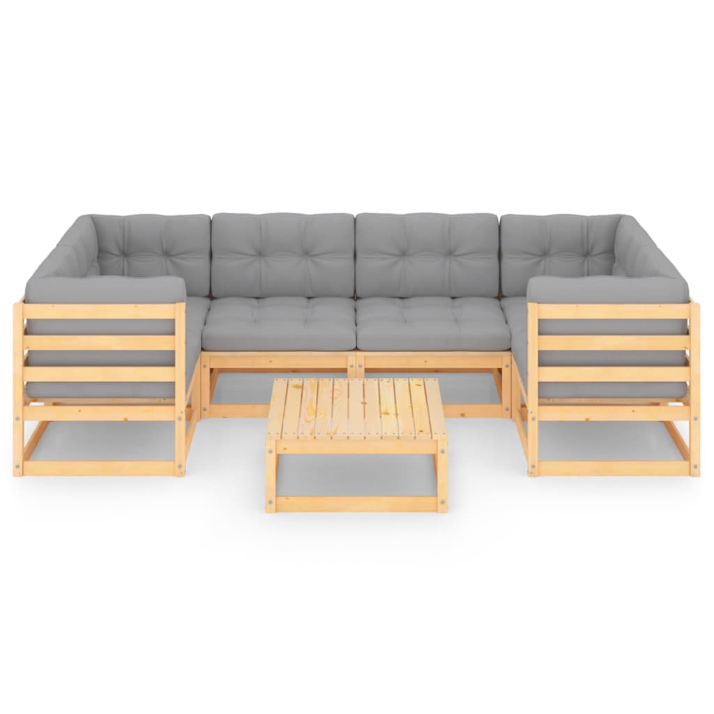 Set Salotto Giardino 7 pz Cuscini Antracite Legno Massello Pino