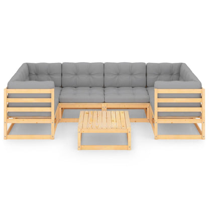 Set Salotto Giardino 7 pz Cuscini Antracite Legno Massello Pino