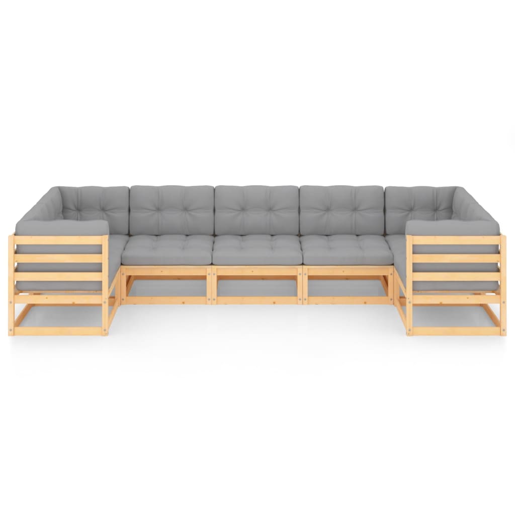 Set Salotto Giardino 7 pz Cuscini Antracite Legno Massello Pino