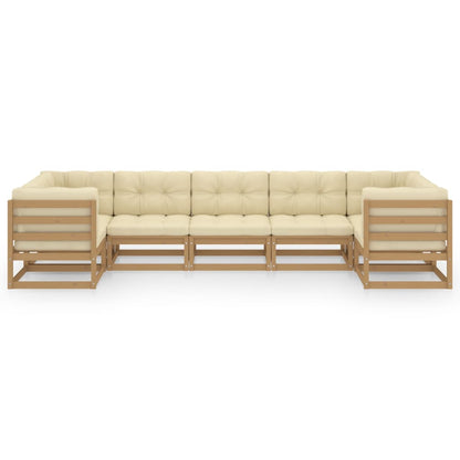 Set Salotto Giardino e Cuscini 7 pz Legno Massello Pino Ambra