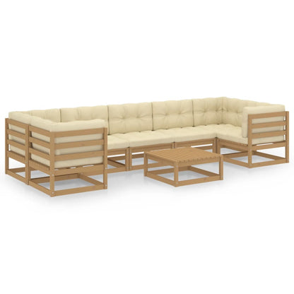 Set Salotto Giardino e Cuscini 8 pz Legno Massello Pino Ambra