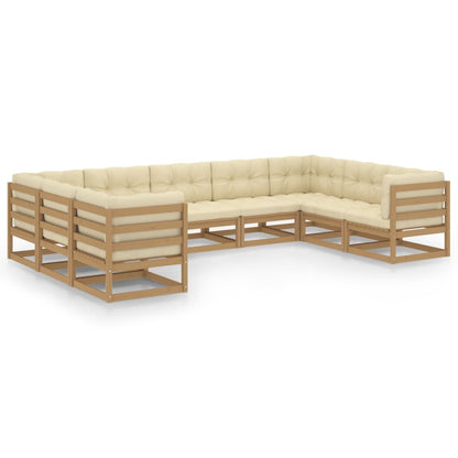 Set Salotto Giardino e Cuscini 9 pz Legno Massello Pino Ambra