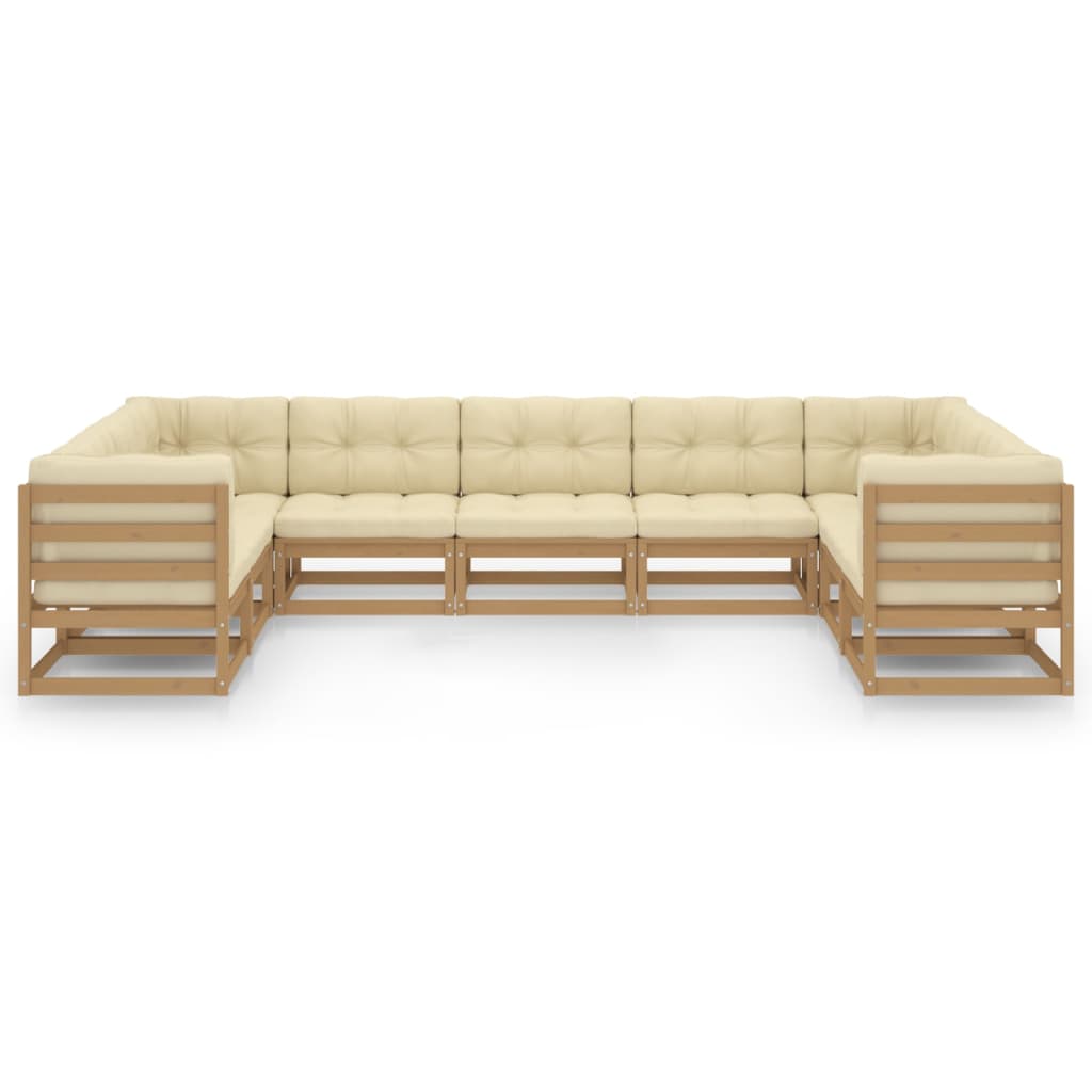 Set Salotto Giardino e Cuscini 9 pz Legno Massello Pino Ambra