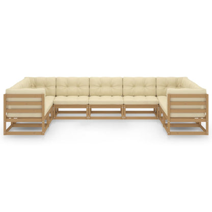 Set Salotto Giardino e Cuscini 9 pz Legno Massello Pino Ambra