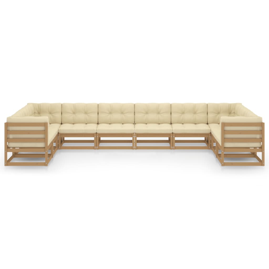 Set Salotto Giardino e Cuscini 10 pz Legno Massello Pino Ambra