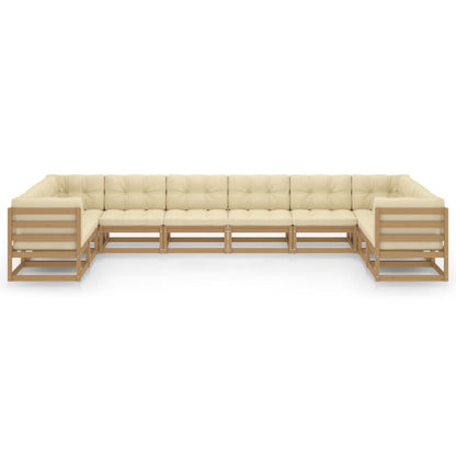 Set Salotto Giardino e Cuscini 10 pz Legno Massello Pino Ambra