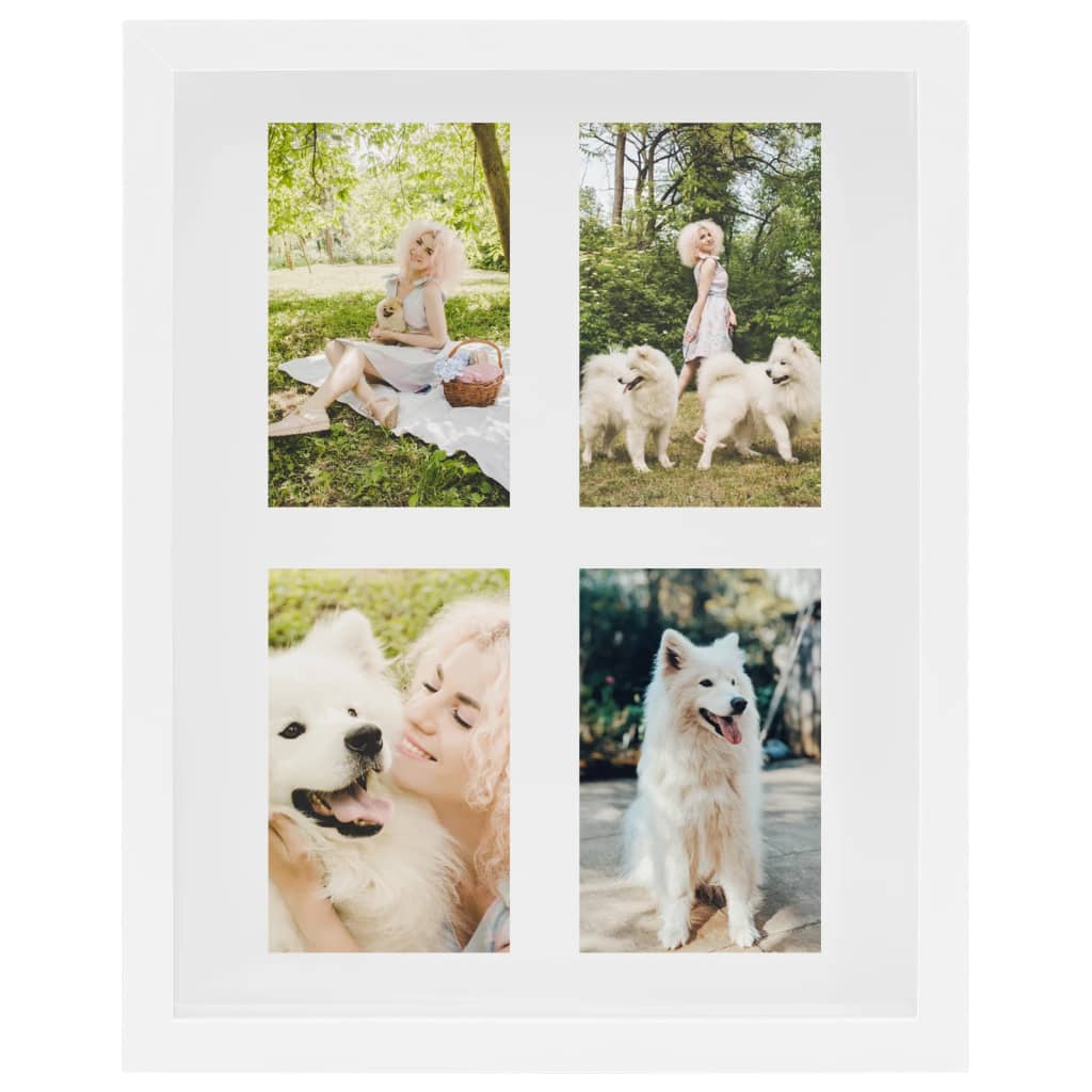 Set Cornici Fotografiche 3D 3pz Bianco 28x35cm Foto 4x(10x15)cm