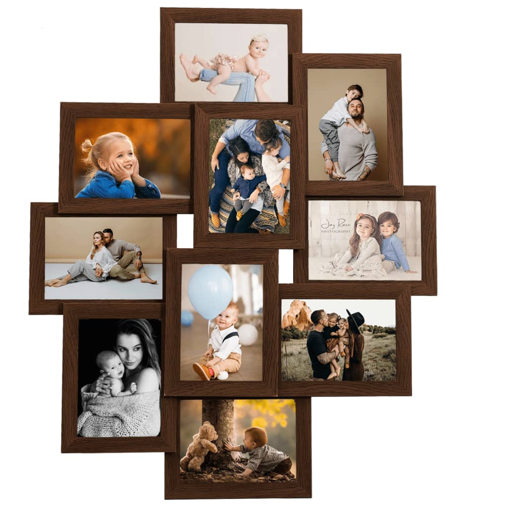 Cornice per Collage 10x(10x15 cm) Foto Marrone Scuro in MDF