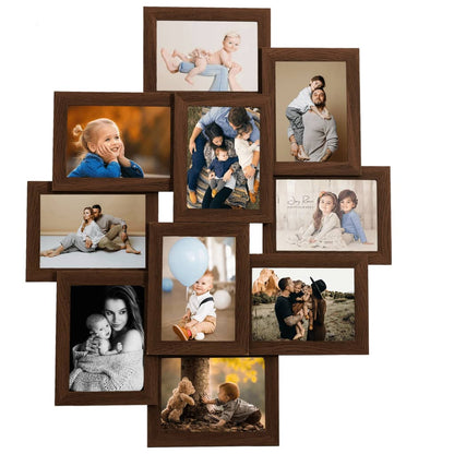 Cornice per Collage 10x(10x15 cm) Foto Marrone Scuro in MDF