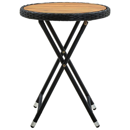 Tavolino da TÃ¨ Nero 60 cm in Polyrattan e Massello di Acacia