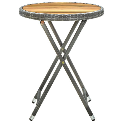 Tavolino da TÃ¨ Grigio 60 cm in Polyrattan e Massello di Acacia
