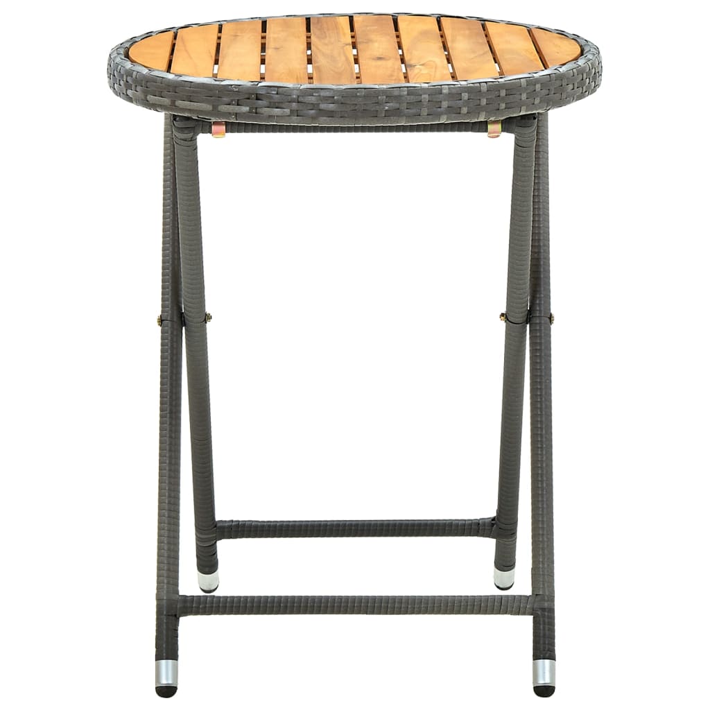 Tavolino da TÃ¨ Grigio 60 cm in Polyrattan e Massello di Acacia