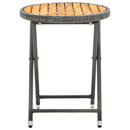 Tavolino da TÃ¨ Grigio 60 cm in Polyrattan e Massello di Acacia