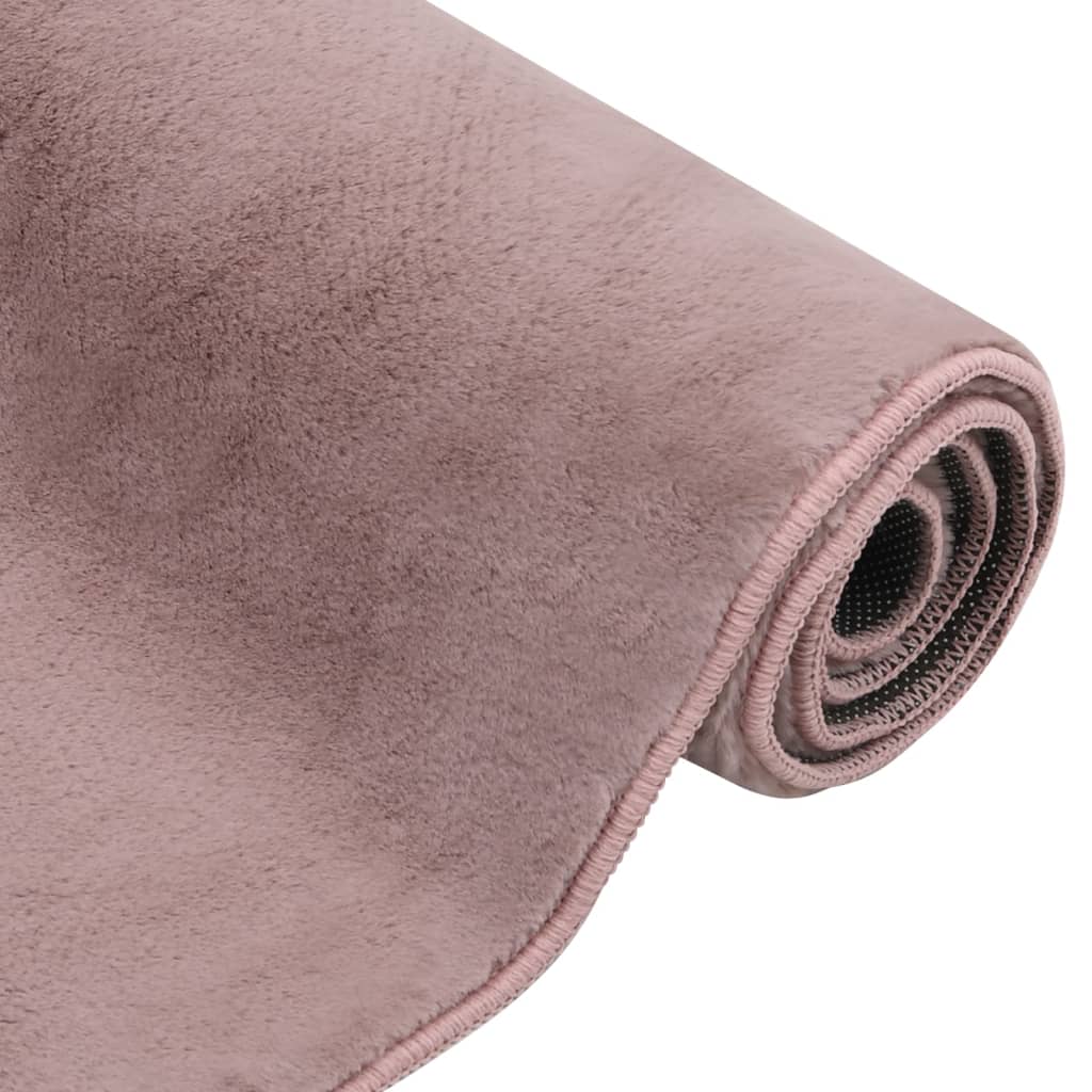 Tappeto in Pelliccia di Coniglio Finto 180x270 cm Rosa Anticato