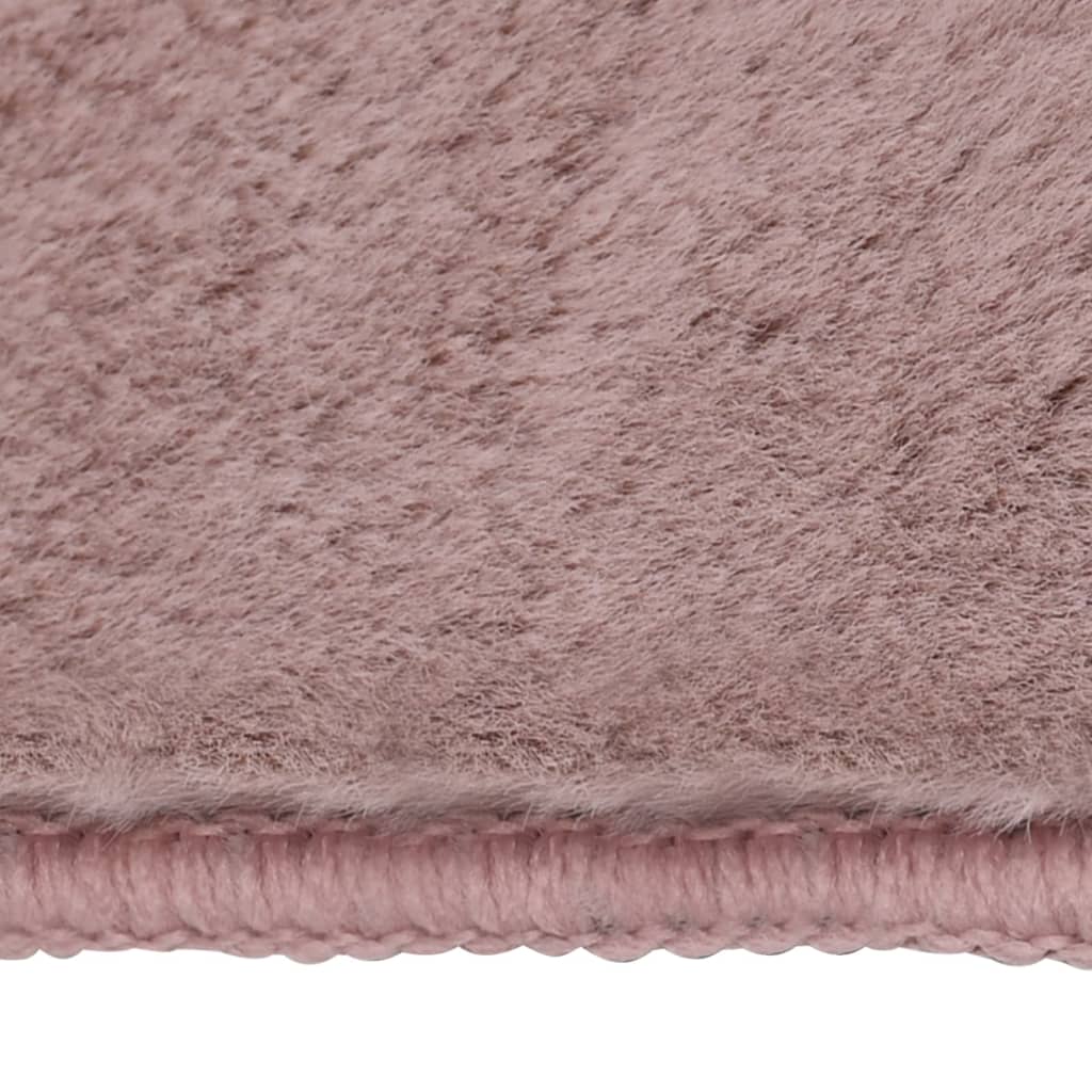 Tappeto in Pelliccia di Coniglio Finto 180x270 cm Rosa Anticato