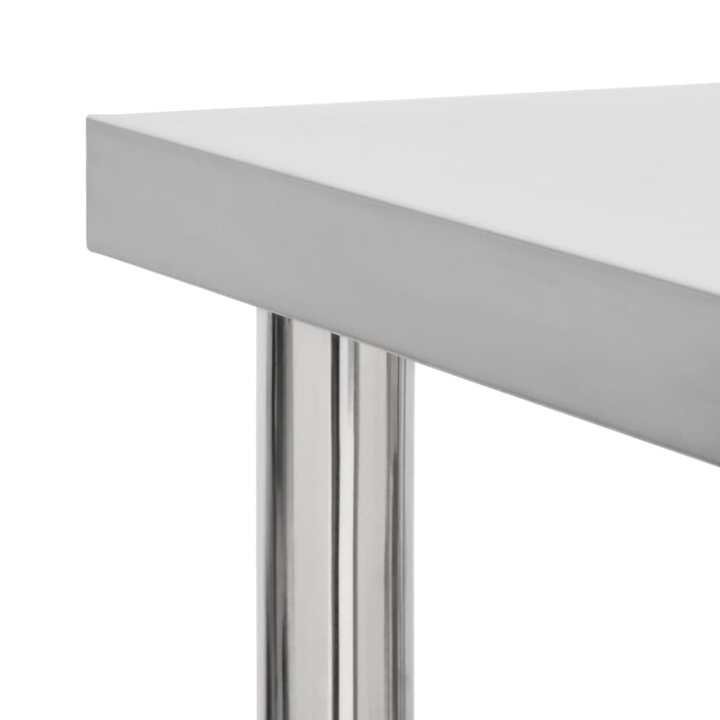 Tavolo da Lavoro Cucina con Ruote 80x30x85 cm in Acciaio Inox