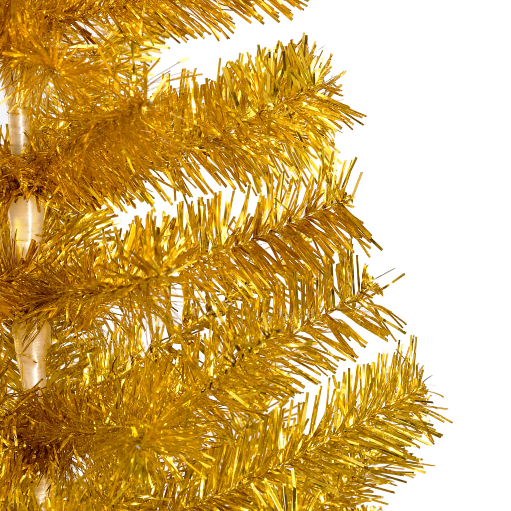 Albero di Natale Preilluminato con Suporto Oro 150 cm PET
