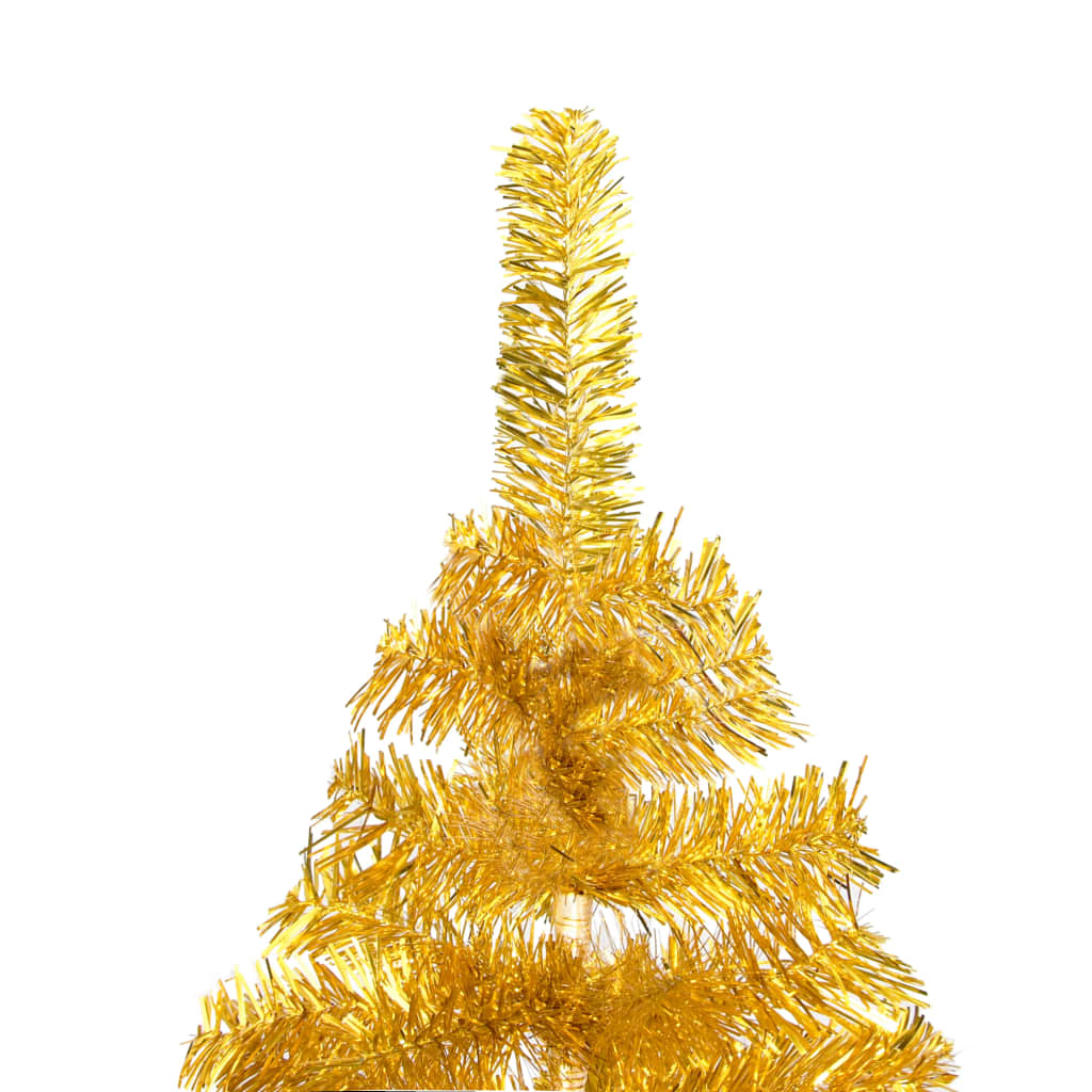 Albero di Natale Preilluminato con Suporto Oro 150 cm PET