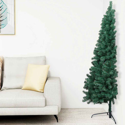 Albero di Natale a MetÃ  Preilluminato con Palline Verde 180 cm