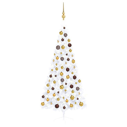 Set Albero Natale Artificiale a MetÃ  LED Palline Bianco 180cm