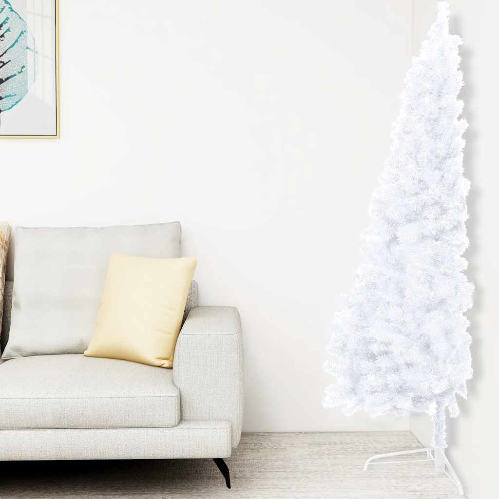 Set Albero Natale Artificiale a MetÃ  LED Palline Bianco 180cm
