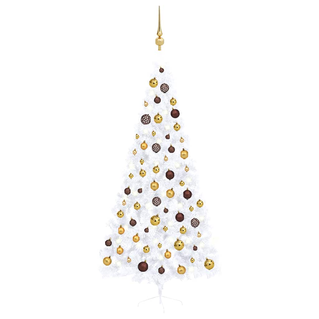 Set Albero Natale Artificiale a MetÃ  LED Palline Bianco 210cm