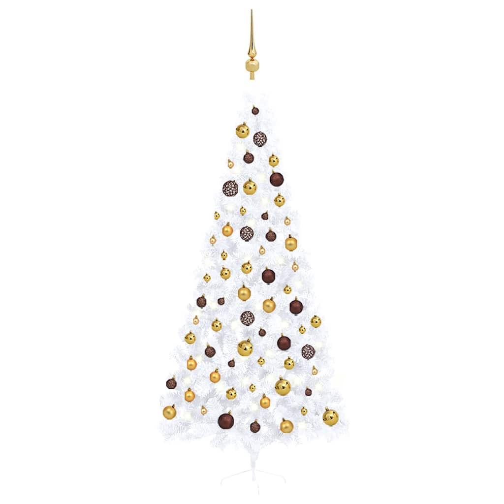 Set Albero Natale Artificiale a MetÃ  LED Palline Bianco 240cm