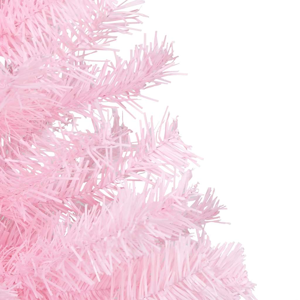 Albero di Natale Preilluminato con Palline Rosa 150 cm PVC