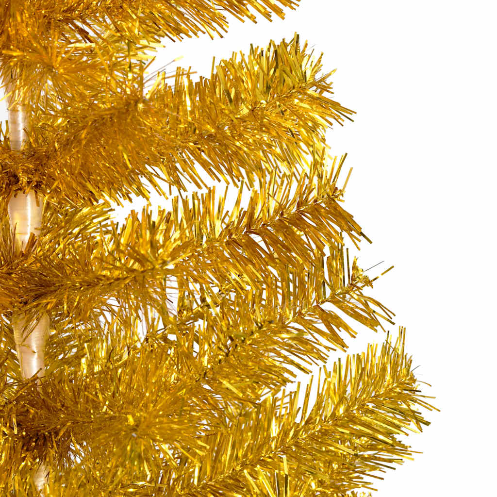 Albero di Natale Preilluminato con Palline Oro 210 cm PET