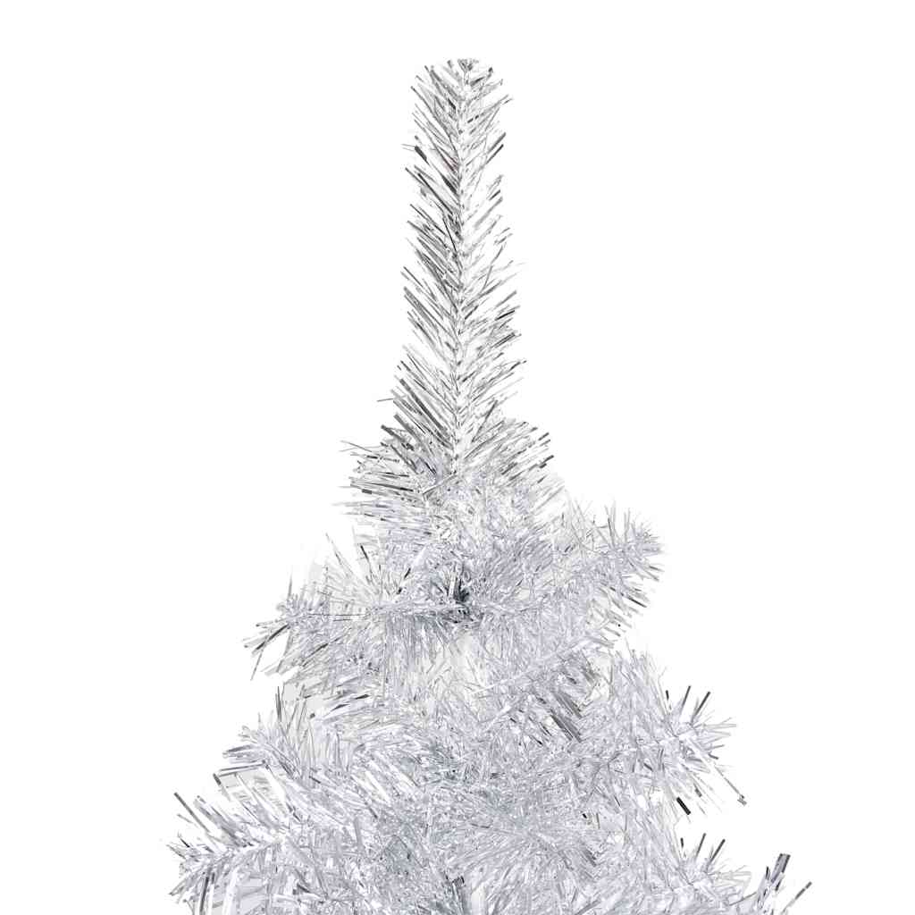 Albero di Natale Preilluminato con Palline Argento 210 cm PET