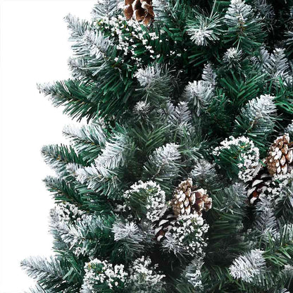 Albero di Natale Artificiale con LED e Set di Palline e Pigne 150 cm