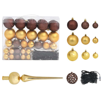 Albero di Natale Artificiale con LED e Set di Palline e Pigne 180 cm