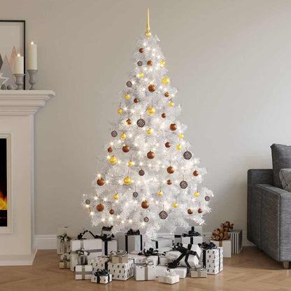 Albero di Natale Preilluminato con Palline Bianco 180 cm PVC