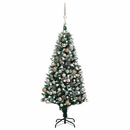 Albero di Natale Preilluminato con Palline e Pigne 180 cm