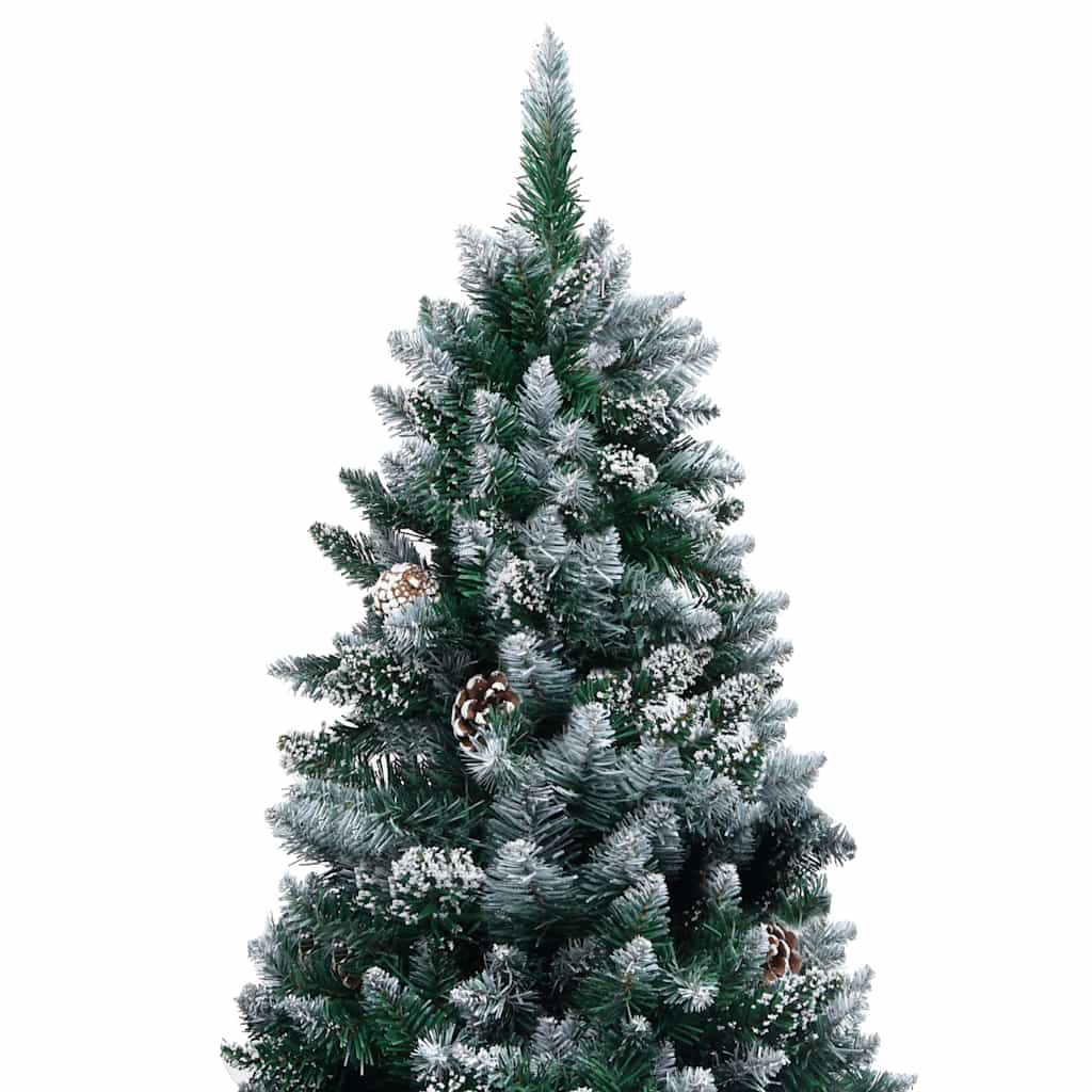 Albero di Natale Preilluminato con Palline e Pigne 210 cm