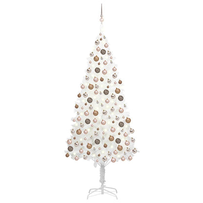 Albero di Natale Preilluminato con Palline Bianco 240 cm PVC
