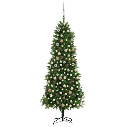 Albero di Natale Preilluminato con Palline 240 cm Verde