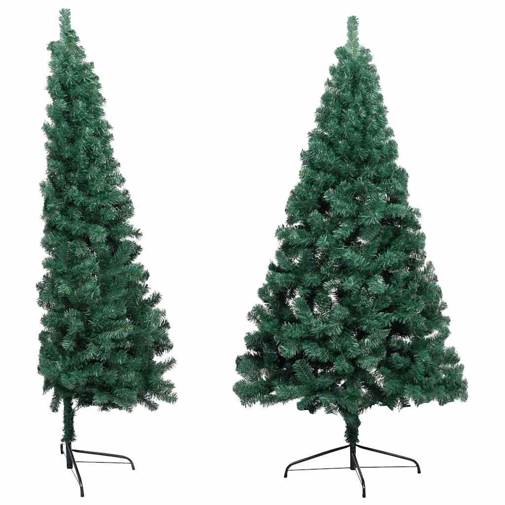 Albero di Natale a MetÃ  Preilluminato con Palline Verde 150 cm