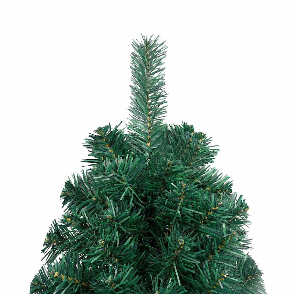 Albero di Natale a MetÃ  Preilluminato con Palline Verde 180 cm