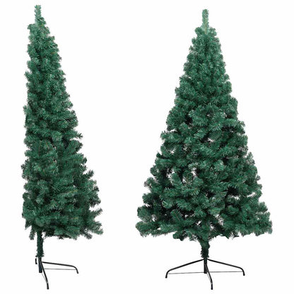 Albero di Natale a MetÃ  Preilluminato con Palline Verde 240 cm