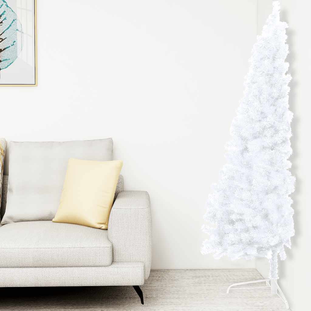 Albero di Natale a MetÃ  Preilluminato con Palline Bianco 150 cm