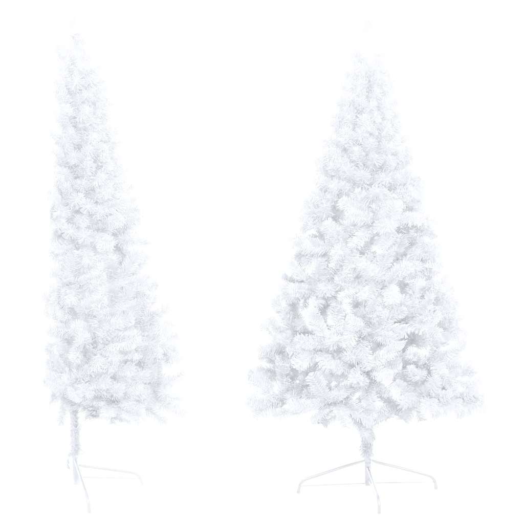Albero di Natale a MetÃ  Preilluminato con Palline Bianco 150 cm