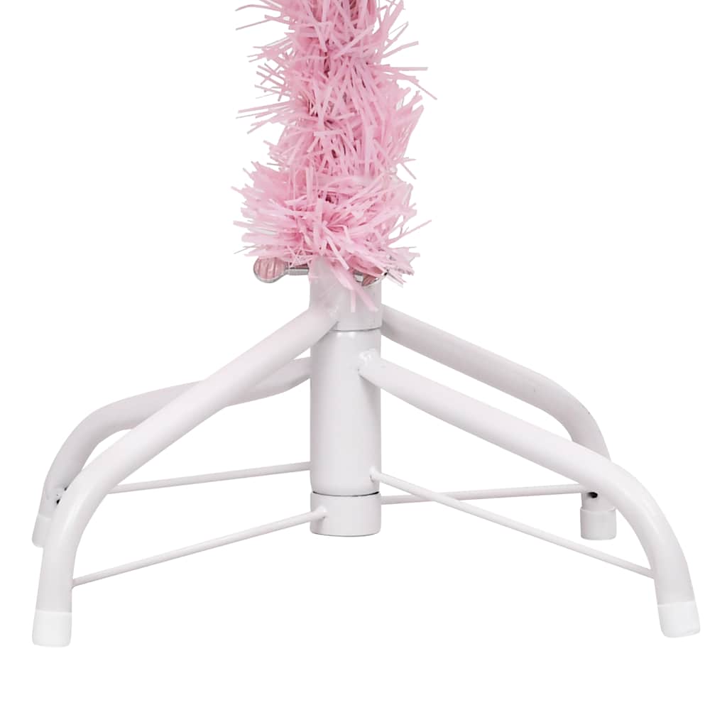 Albero di Natale Preilluminato con Palline Rosa 210 cm PVC